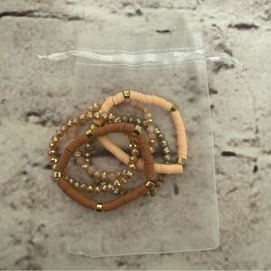 Set of Five Beaded Stretch Elastic Bracelets